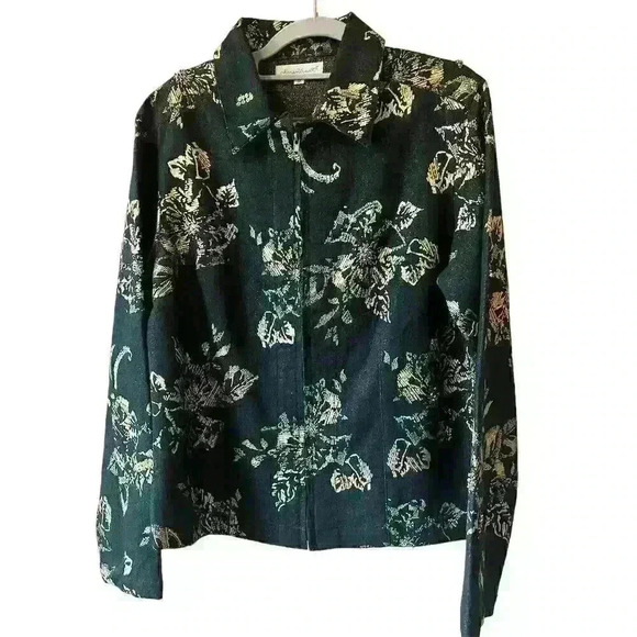 Keren Hart Women's Floral Embellished Jacket Black Gold Size M - Picture 1 of 7